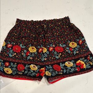 Brand New Cupshe Red and Yellow High Waist Floral Shorts